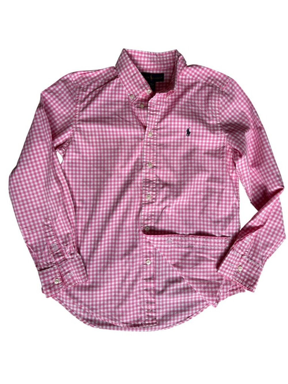 Ralph Lauren Blue Label Boys Shirt Size L / 14 Pink White Gingham LS Button Down